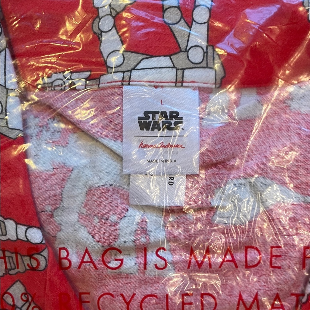 Hanna Andersson Adult STAR WARS Holiday Flannel PJ Top in AT-AT Walker UNISEX L - Picture 3 of 5